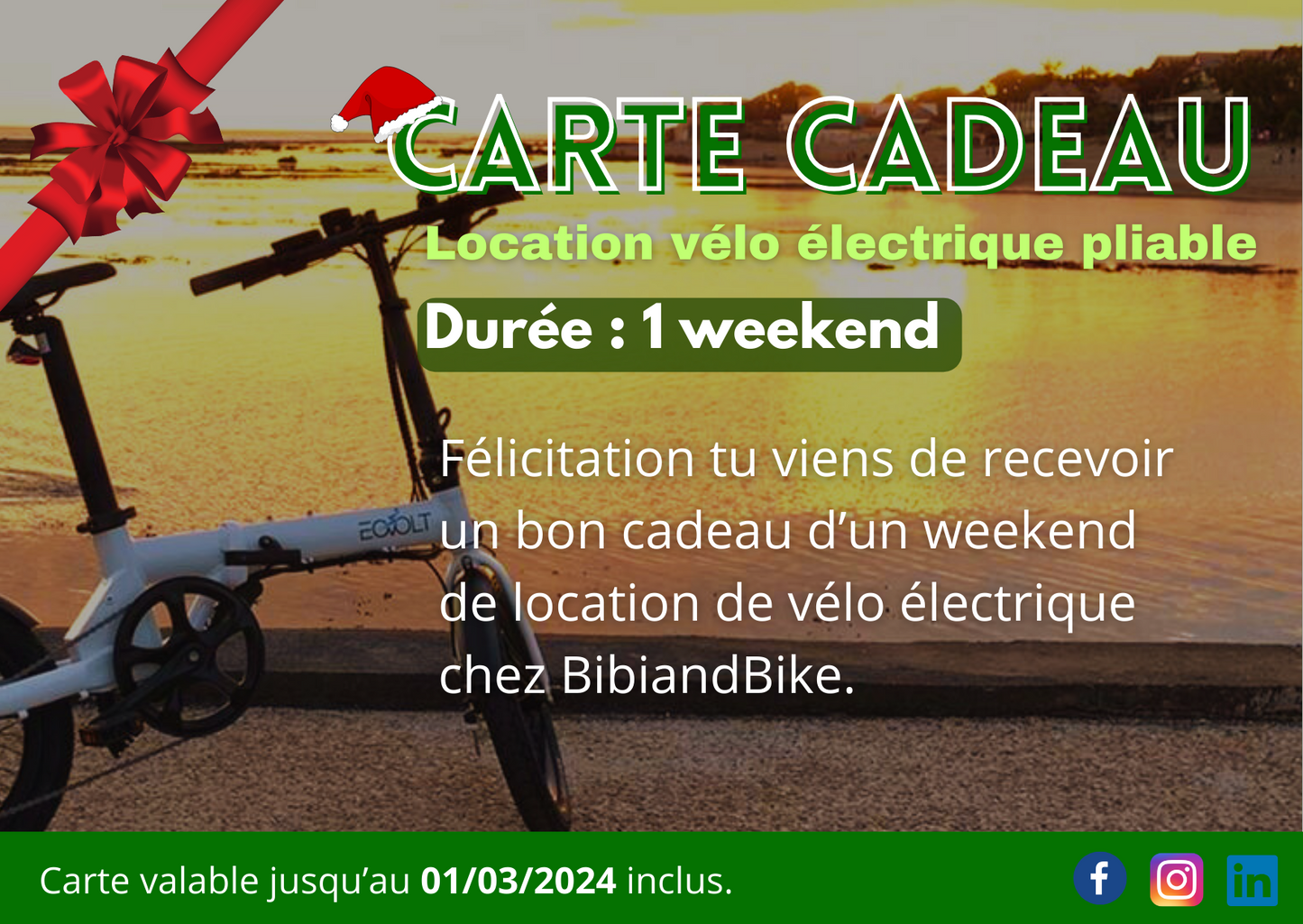Carte Cadeau - location vélo électrique pour 1 weekend